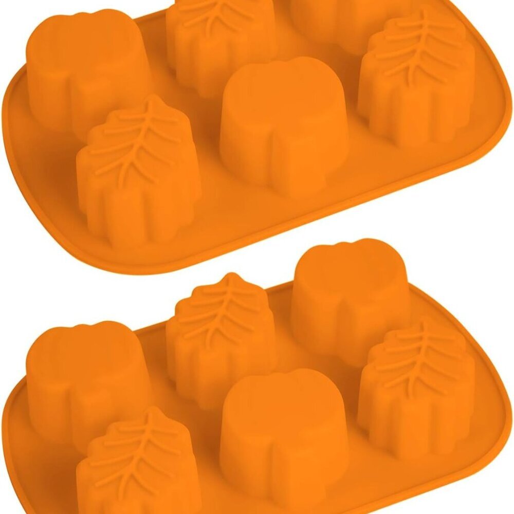 2 Pieces Pumpkin Leaf Silicone Molds 3D Thanksgiving Fall Theme Silicone Molds f